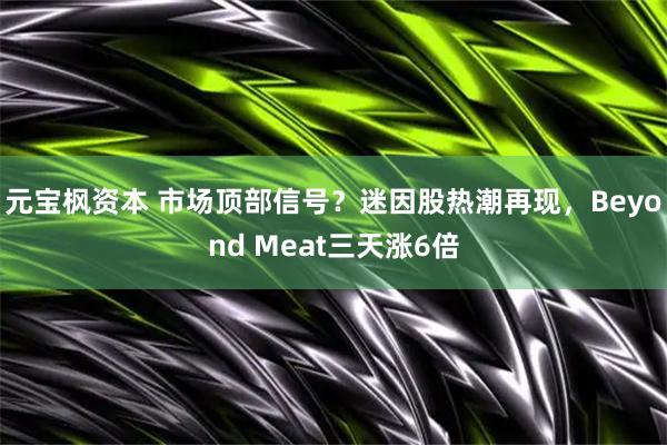 元宝枫资本 市场顶部信号？迷因股热潮再现，Beyond Meat三天涨6倍