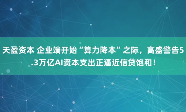 天盈资本 企业端开始“算力降本”之际，高盛警告5.3万亿AI资本支出正逼近信贷饱和！